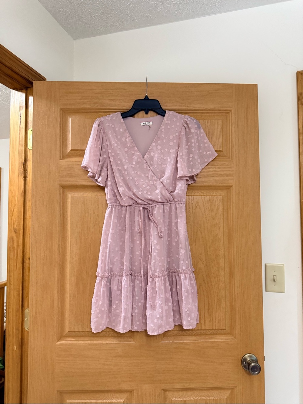 ANDREE BY UNIT Dusty Rose Wrap Mini Dress with Tie